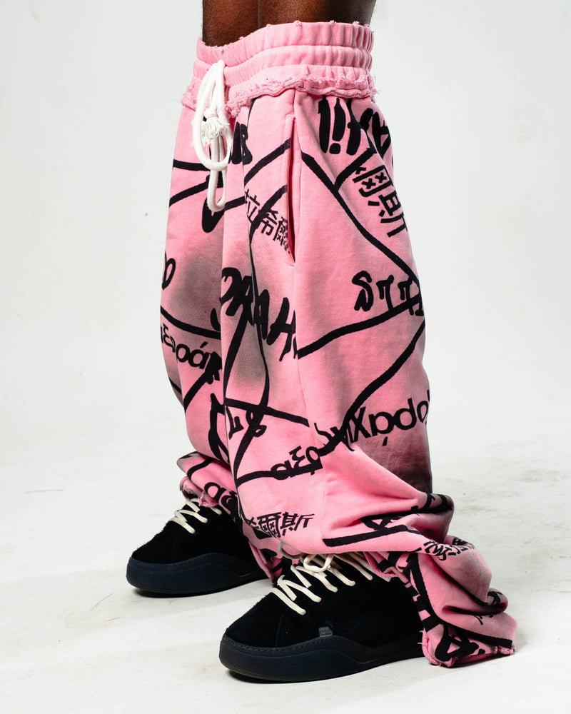Pink Polyglot Graffiti Sweatpants