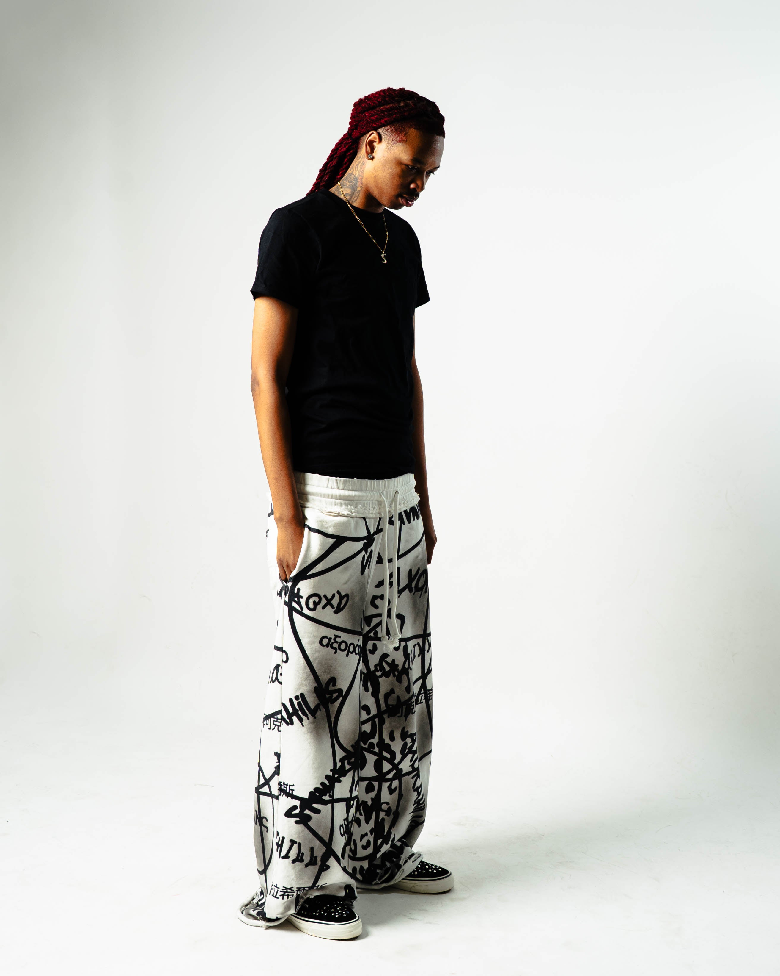 White Polyglot Graffiti Sweatpants