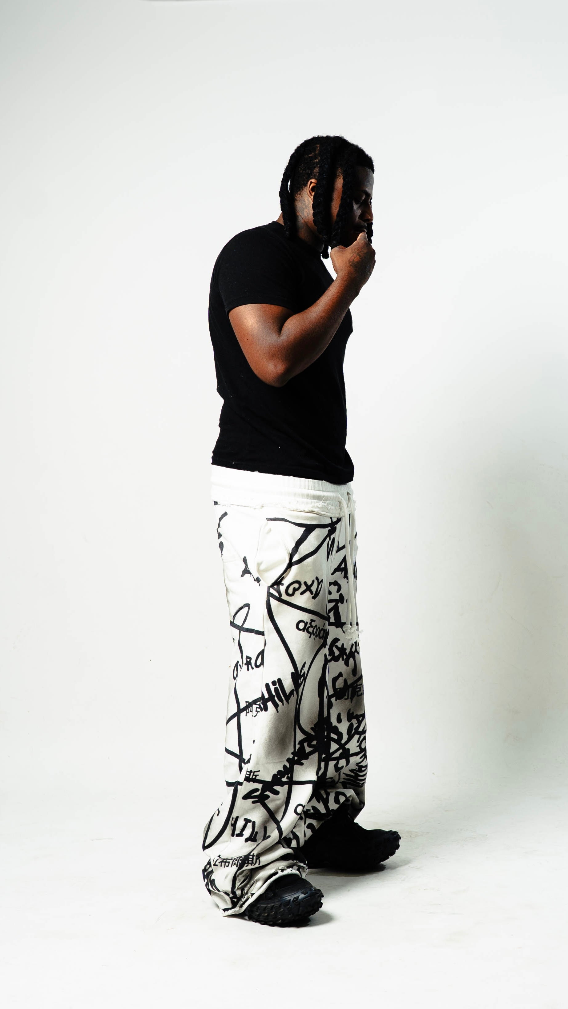 White Polyglot Graffiti Sweatpants
