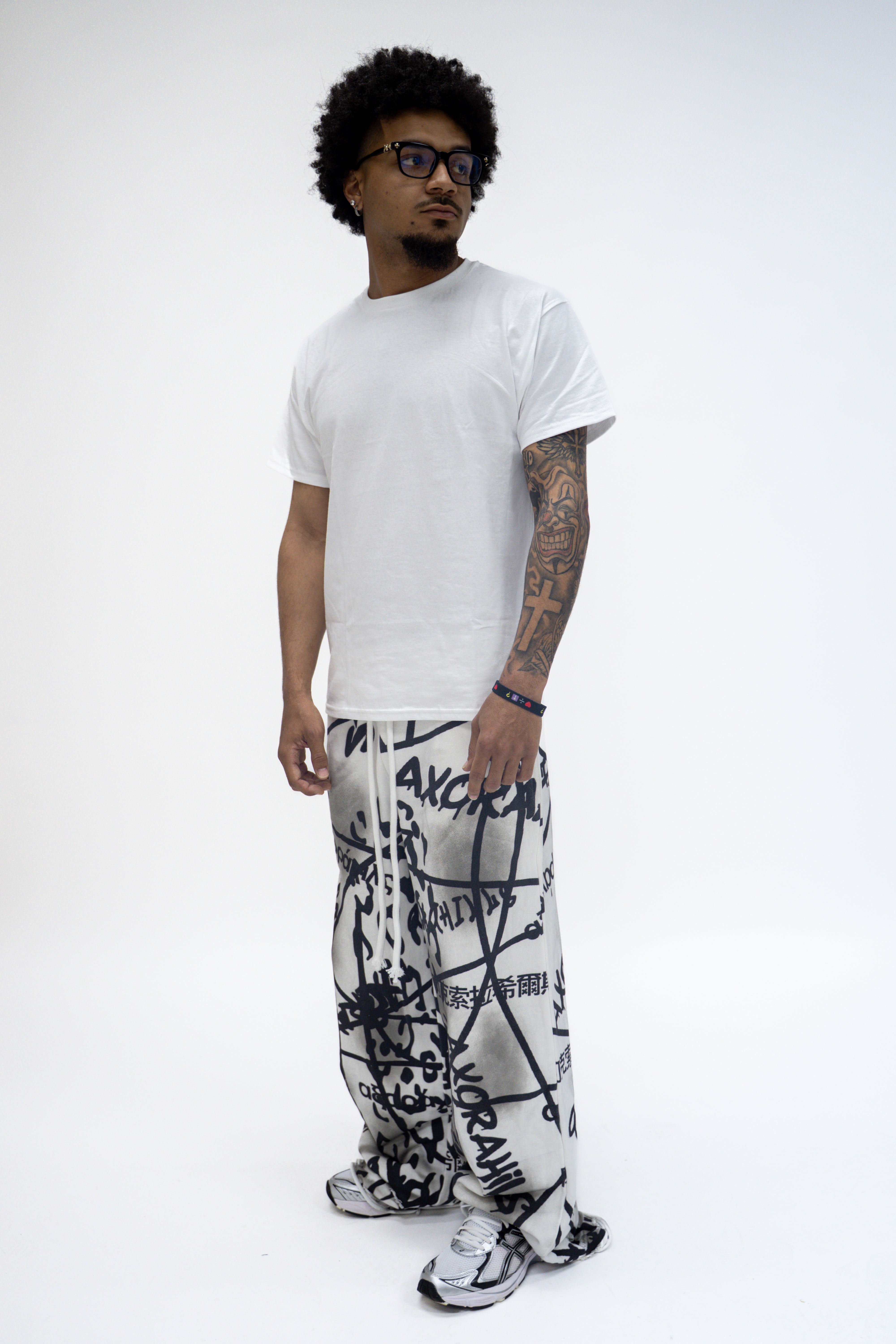 White Polyglot Graffiti Sweatpants