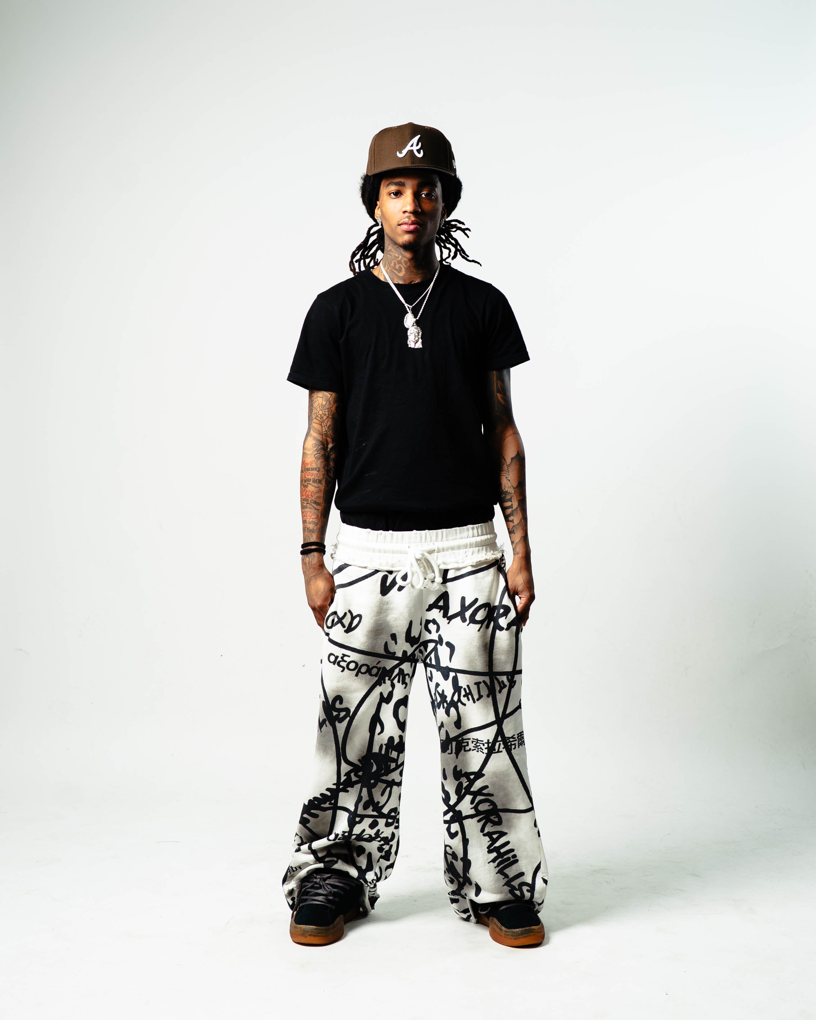 White Polyglot Graffiti Sweatpants