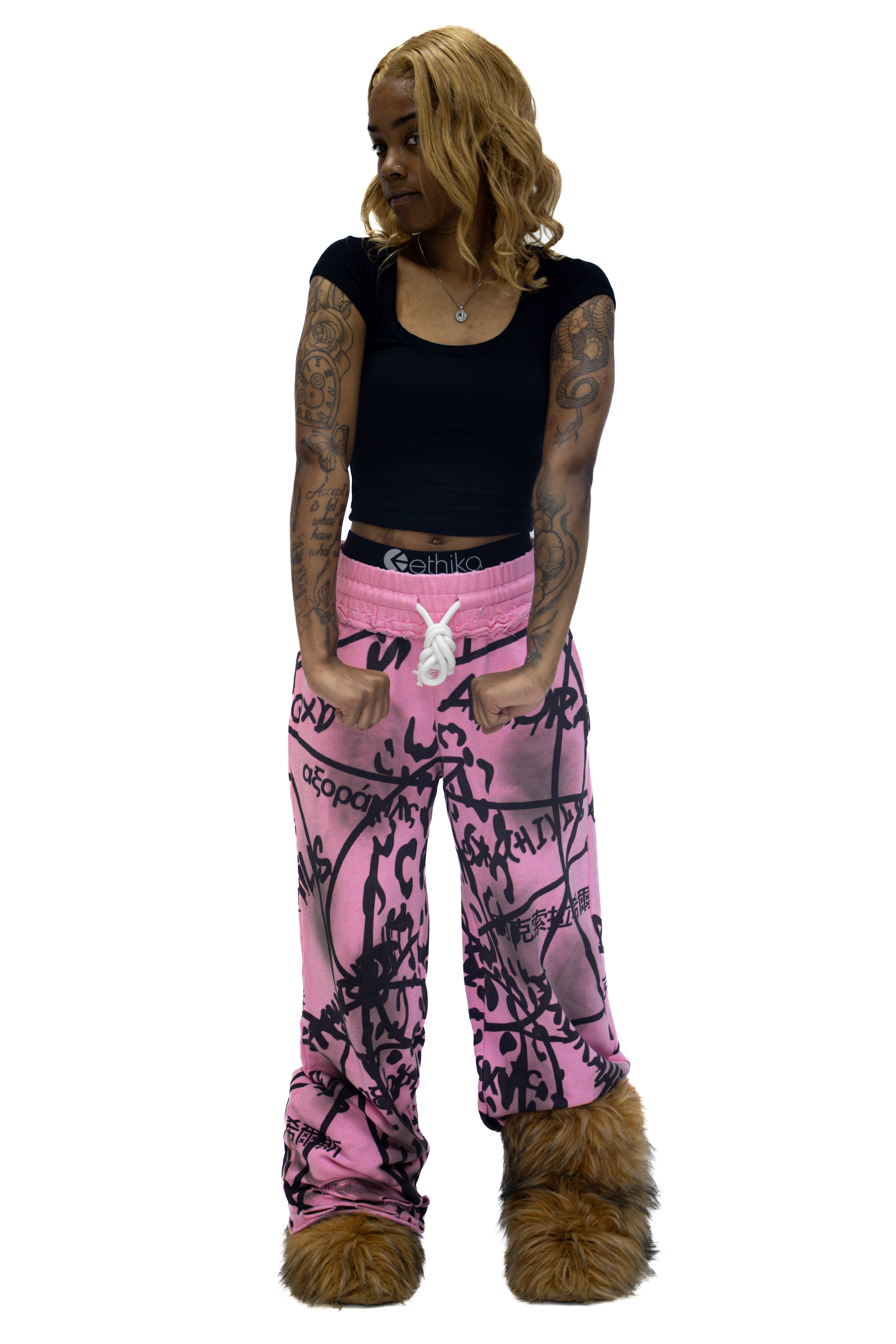 Pink Polyglot Graffiti Sweatpants