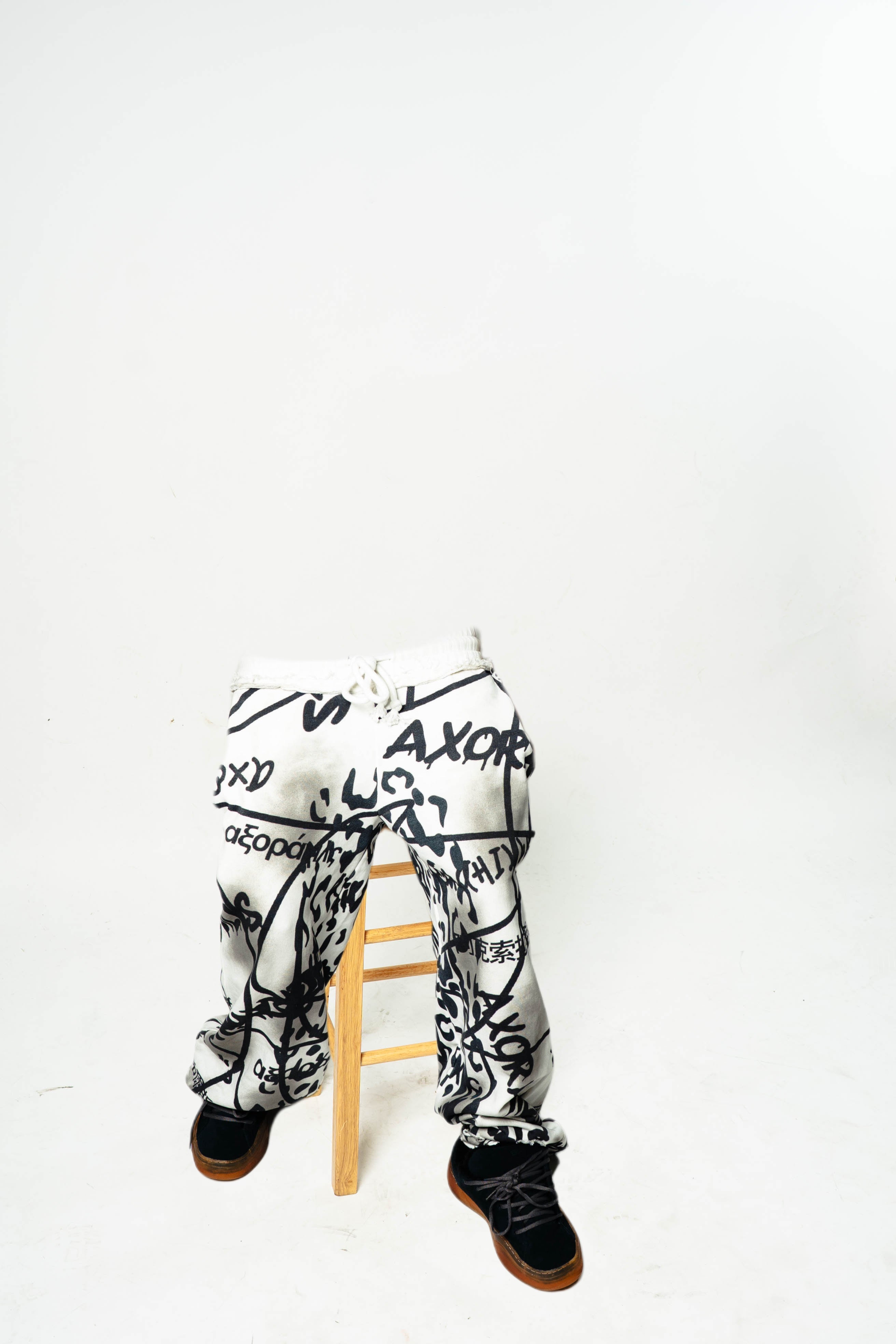 White Polyglot Graffiti Sweatpants