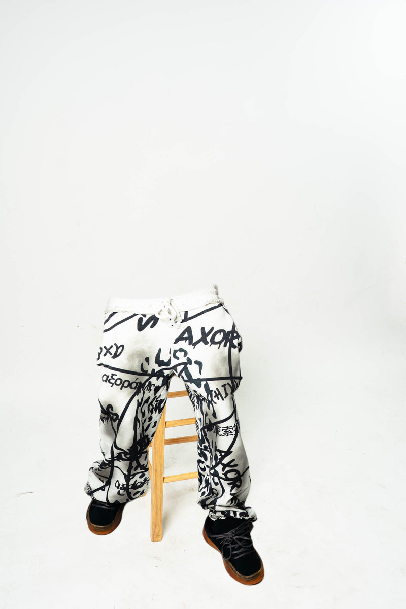 White Polyglot Graffiti Sweatpants
